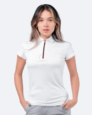 Womens UVActive Zip Sports Polo - White