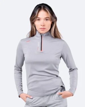Womens UVActive High Collar 1/4 Zip Top - White